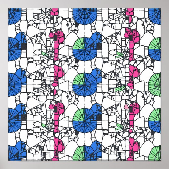 Vibrant Geometric Abstract Seamless Fabric Paper Poster (Framsidan)