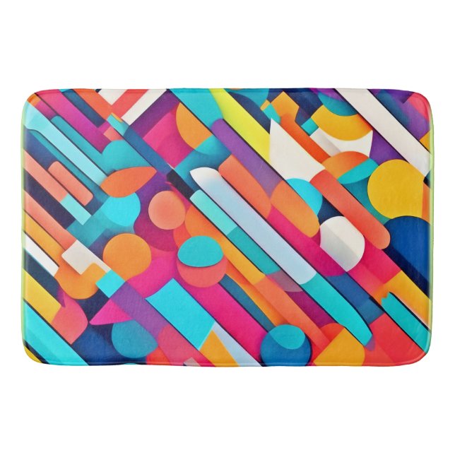 Vibrant Geometric Abstrakt Art Badrumsmatta (Framsidan)