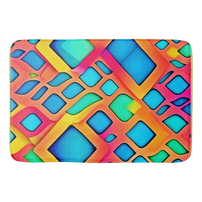 Vibrant Geometric Abstrakt Art Badrumsmatta (Framsidan)