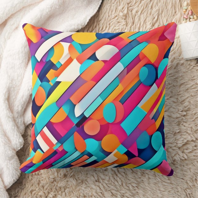 Vibrant Geometric Abstrakt Art Kudde (Filt)