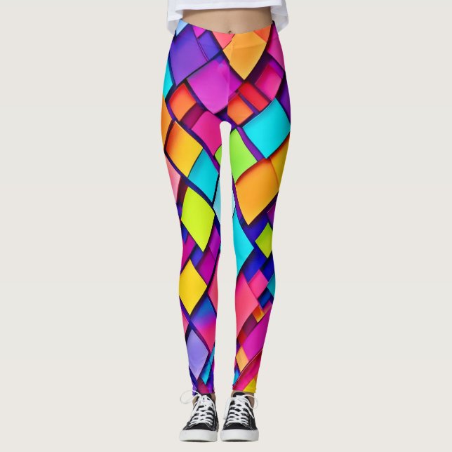 Vibrant Geometric Abstrakt Art Leggings (Framsida)