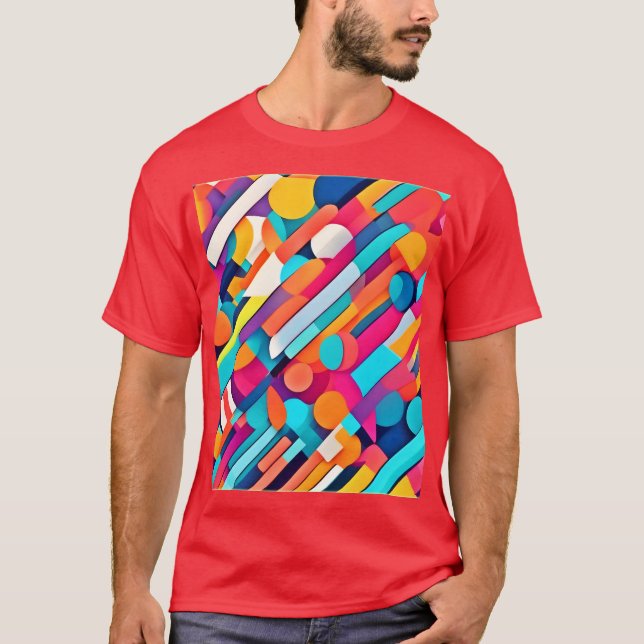 Vibrant Geometric Abstrakt Art T Shirt (Framsida)