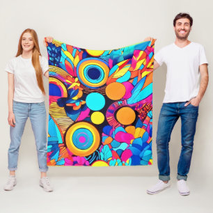 Vibrant Geometric Abstrakt Mönster Fleecefilt