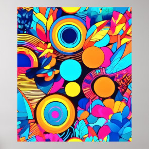 Vibrant Geometric Abstrakt Mönster Poster