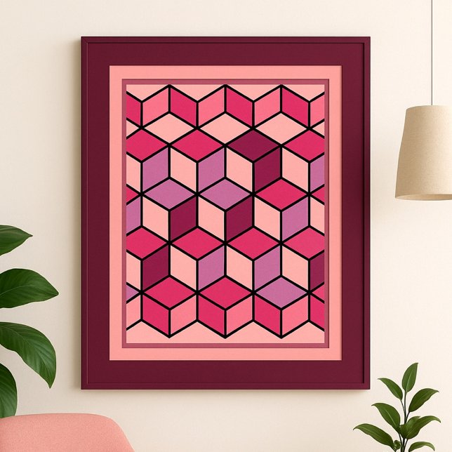 Vibrant Geometric Cube Mönster Poster (Skapare uppladdad)