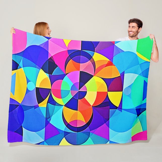 Vibrant Geometric Joy Fleecefilt (På plats)