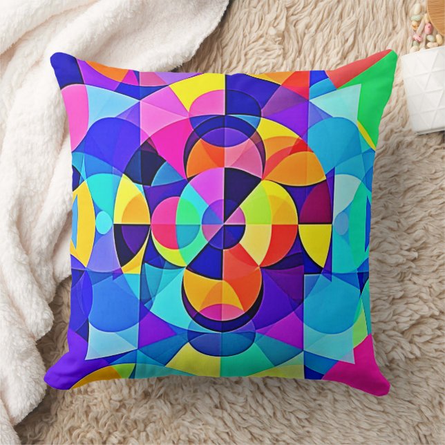 Vibrant Geometric Joy Kudde (Filt)