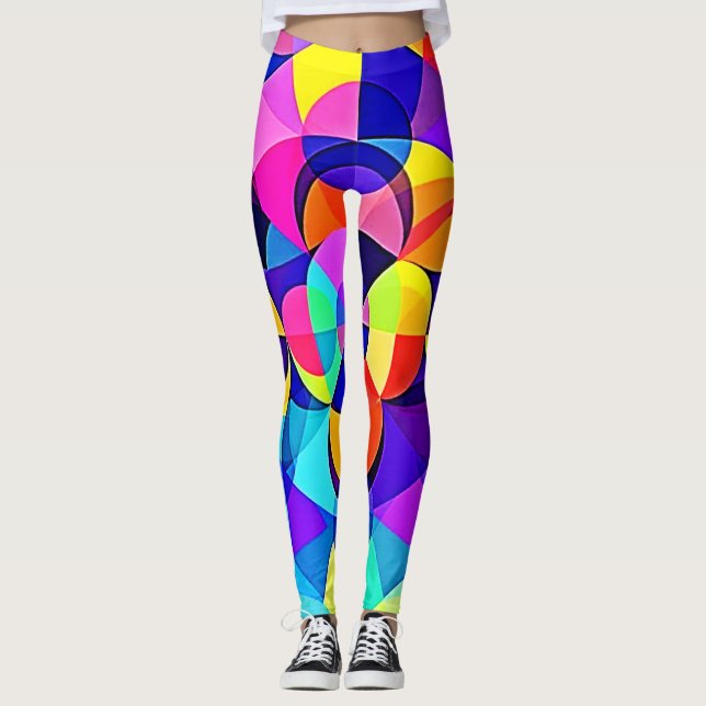 Vibrant Geometric Joy Leggings (Framsida)