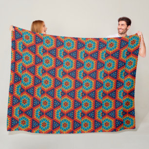 Vibrant Geometric Kaleidoscope Fleecefilt