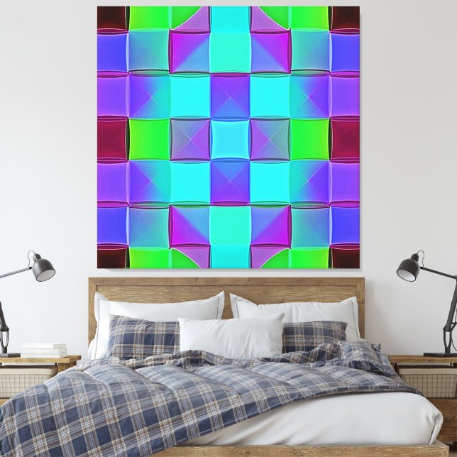Vibrant Geometric Light Vågar Canvastryck (Insitu (sovrum))