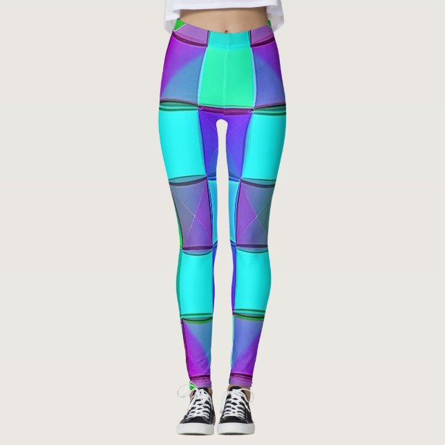 Vibrant Geometric Light Vågar Leggings (Framsida)
