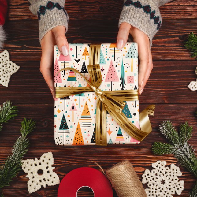 Vibrant Geometric Modern Julaftons Wrapping Papper Presentpapper (Skapare uppladdad)