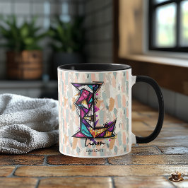 Vibrant Geometric Monogram Mugg - L för Liam