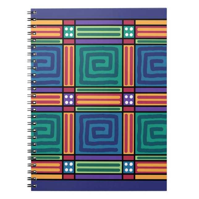 Vibrant Geometric Mönster Anteckningsbok (Framsidan)