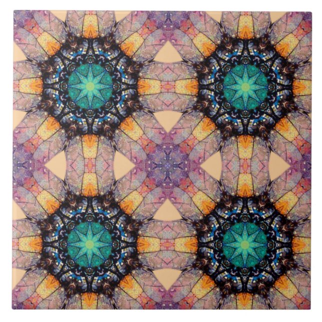 Vibrant Geometric Mönster Bohemian-accent Kakelplatta (Framsidan)