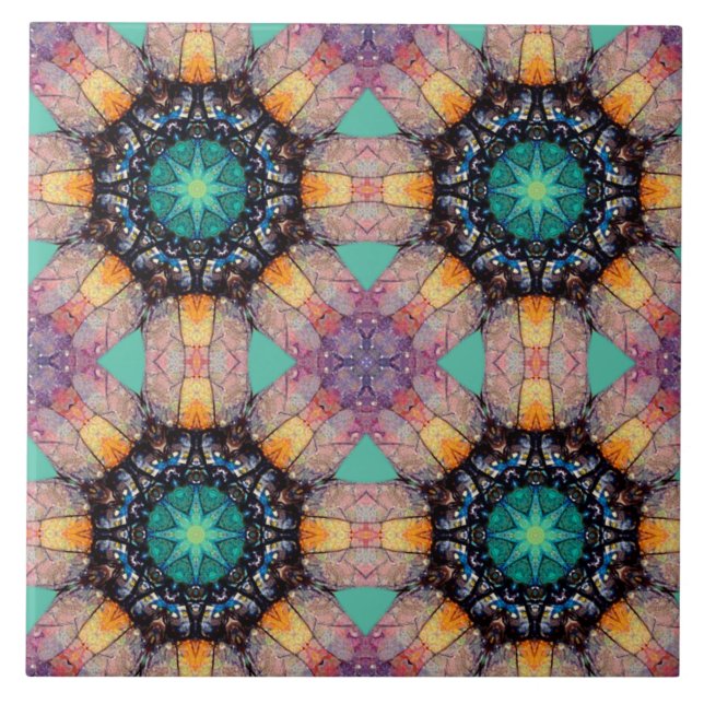 Vibrant Geometric Mönster Bohemian-accent Kakelplatta (Framsidan)
