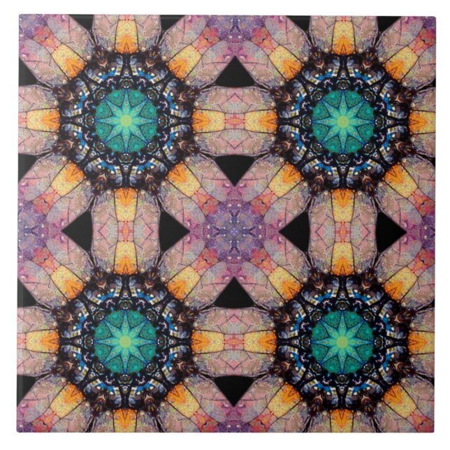 Vibrant Geometric Mönster Bohemian-accent Kakelplatta (Framsidan)