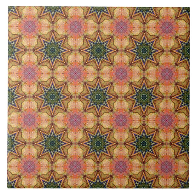 Vibrant Geometric Mönster Bohemian-accent Kakelplatta (Framsidan)