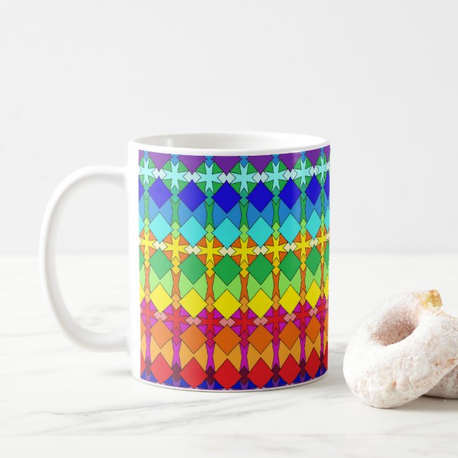 Vibrant Geometric Mönster Kaffemugg (Med munk)