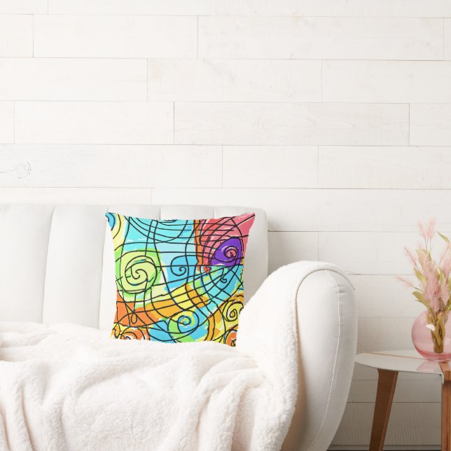 Vibrant Geometric Mönster Kudde (Soffa)