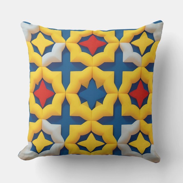 Vibrant Geometric Mönster med fet Färg Kudde (Framsida)