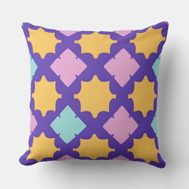 Vibrant Geometric Mönster med Ljusa färger Kudde (Framsida)