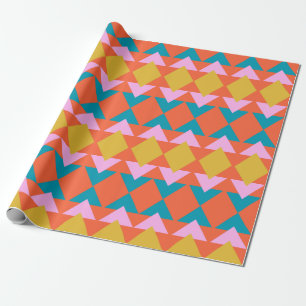 Vibrant Geometric Mönster Modern Orange Blue Presentpapper