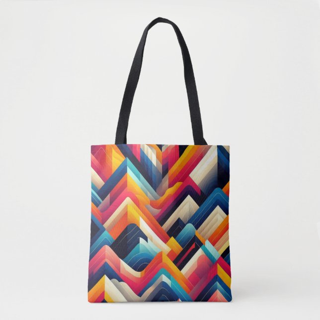 Vibrant Geometric Mönster Tote Bag Tygkasse (Framsida)