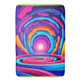 Vibrant Geometric Neon Art-tunneldesign Badrumsmatta