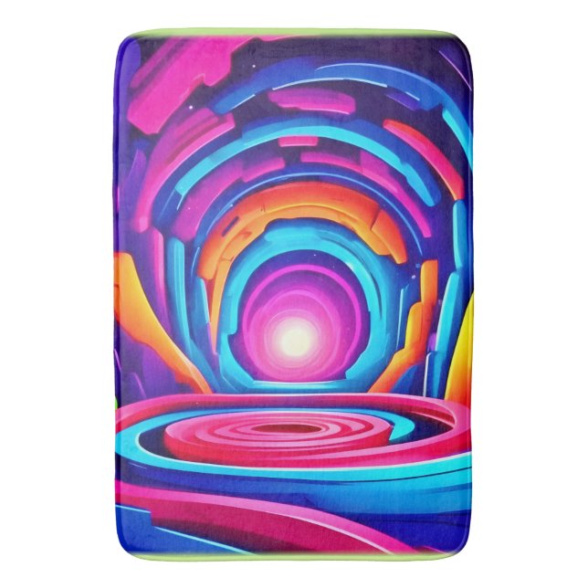 Vibrant Geometric Neon Art-tunneldesign Badrumsmatta (Framsidan (Vertikal))