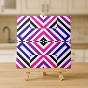 Vibrant Geometric Op Art Illusion Mosaic Mönster Kakelplatta