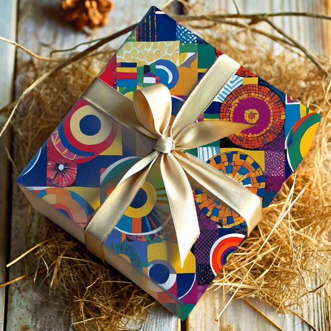 Vibrant Geometric Patchwork African American Gifts Presentpapper (Vibrant Geometric Patchwork African American Gifts Wrapping Paper)