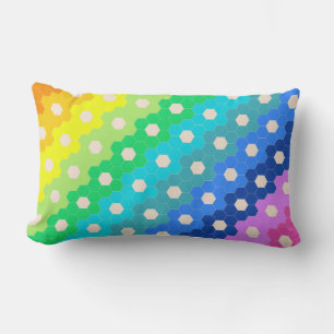 Vibrant Geometric Rainbow Hexagon Mönster Lumbarkudde