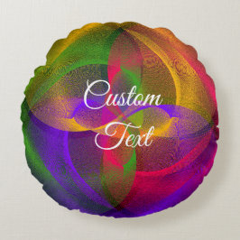 Vibrant Geometric Round Pillow-cirkulär med blank  Rund Kudde