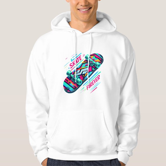 Vibrant Geometric Skateboard T-Shirt - Skate Forev Hoodie (Framsida)