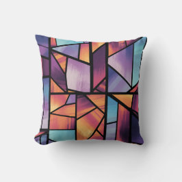 Vibrant Geometric Stached Glass Art Kudde