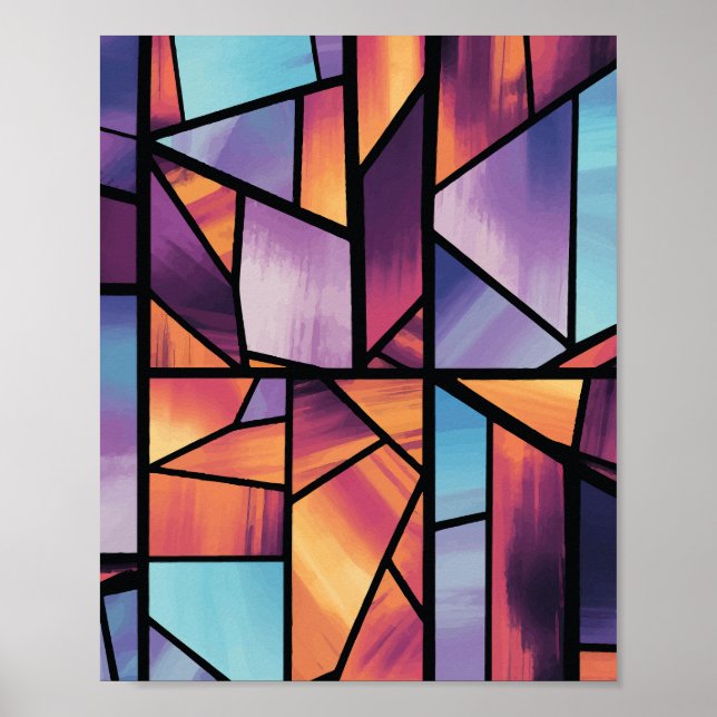 Vibrant Geometric Stached Glass Art Poster (Framsidan)