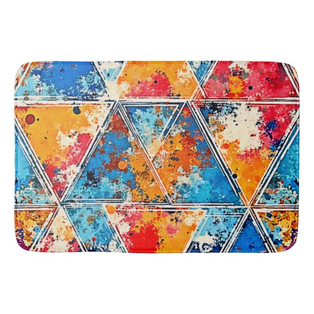 Vibrant Geometric Stänk Art Badrumsmatta (Framsidan)