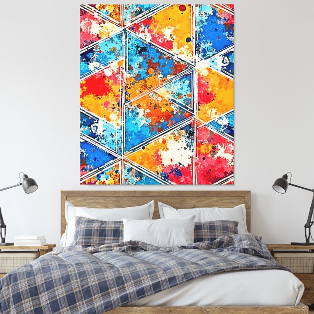 Vibrant Geometric Stänk Art Canvastryck (Insitu (sovrum))