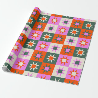 Vibrant Geometric Star Mönster Presentpapper