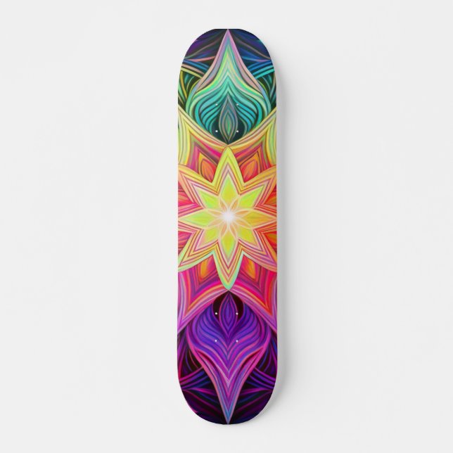 Vibrant Geometric Star Skateboard (Framsida)