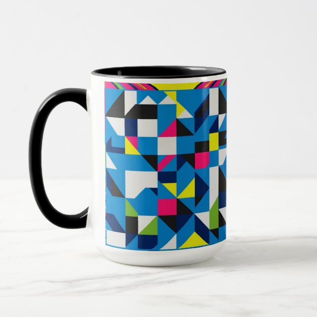 Vibrant geometrisk Abstrakt kombinerad Mugg 15 oz- (Vänster)