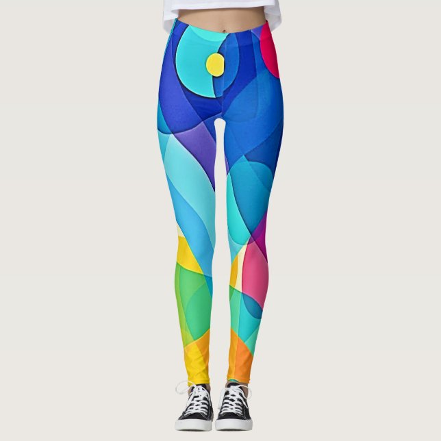 Vibrant geometrisk Abstrakt Leggings (Framsida)