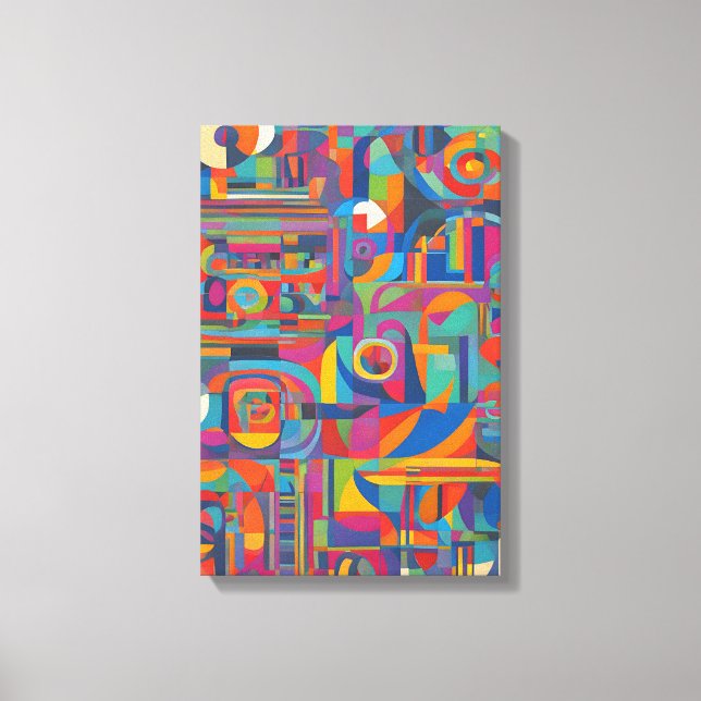 Vibrant geometrisk Abstrakt Modern färgstark konst Canvastryck (Framsida)