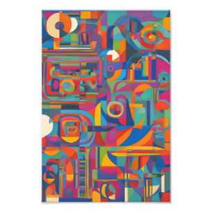 Vibrant geometrisk Abstrakt Modern färgstark konst Fototryck