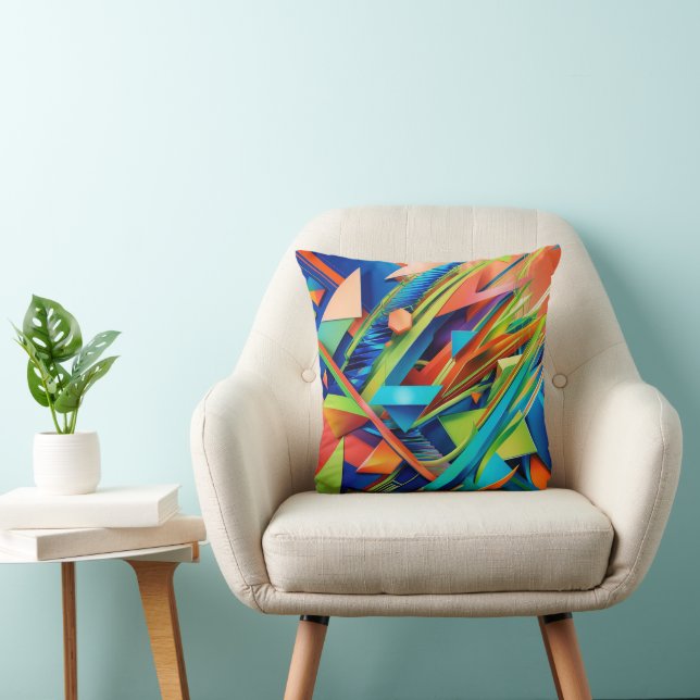 Vibrant geometrisk Abstrakt Pillow | Fet färgstark Kudde (Stol)