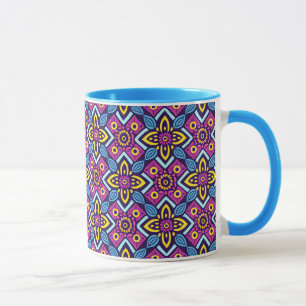 Vibrant geometrisk dekorativ Mönster Mugg