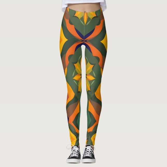 Vibrant geometrisk legering - Mjuk Färg-upprepning Leggings (Framsida)
