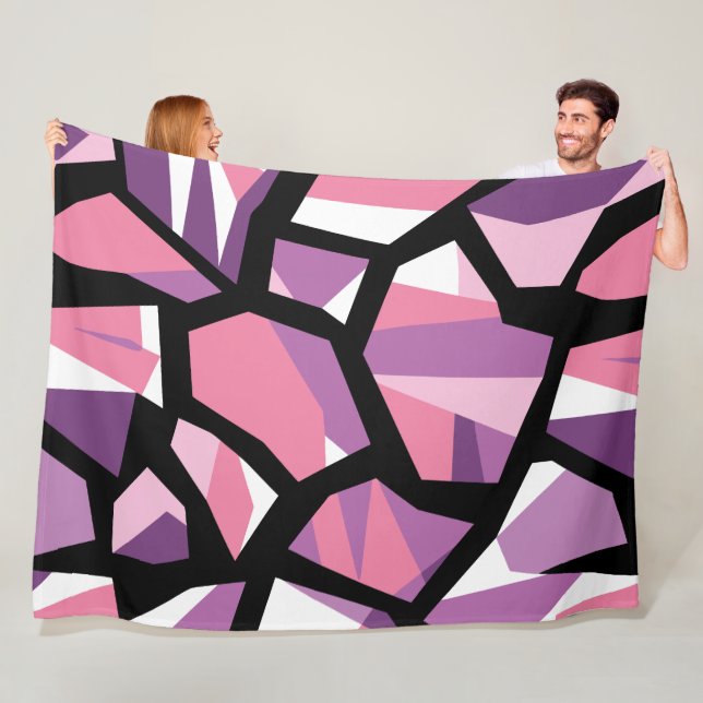 Vibrant geometrisk mosaik hos Rosa och Lila Fleecefilt (På plats)