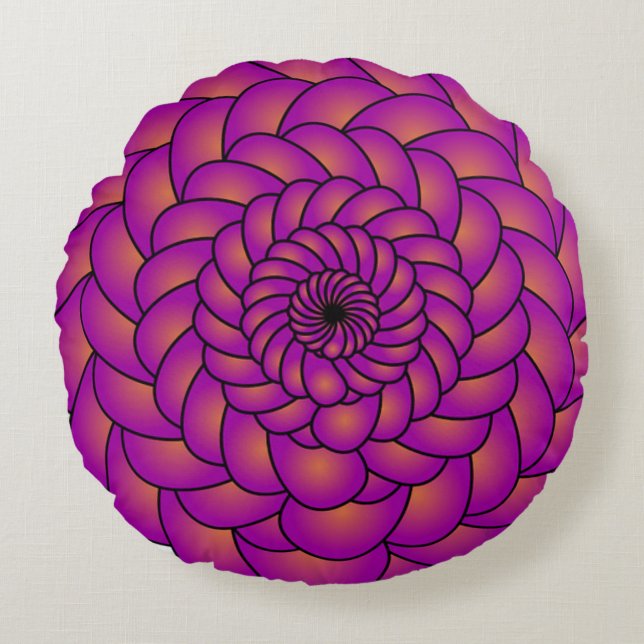 Vibrant Geometriskt blomma 16 x 16 Rund Rund Kudde (Framsidan)